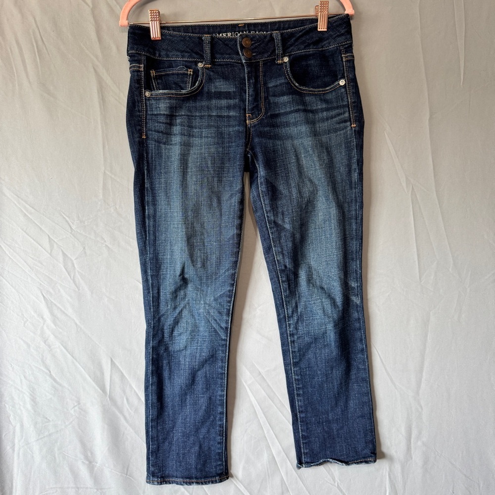 American Eagle Womens Artist Crop Stretch Capris Size 6 Blue Capsule Normcore